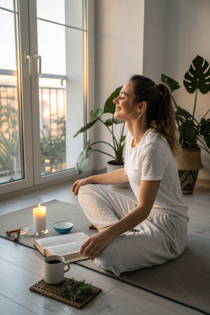 A calm, open space with natural light prepared for a slow breathing and mobility routine